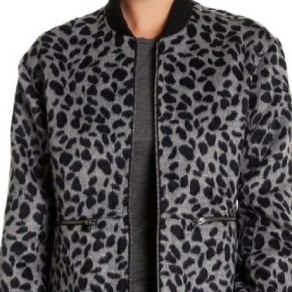 Ro & De faux fur wool blend bomber jacket leopard - Picture 2 of 10
